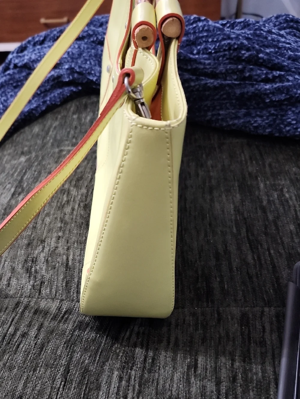 Claudia Firenze Yellow Bamboo-Handle Shoulder Bag Made In Italy Leather Euc